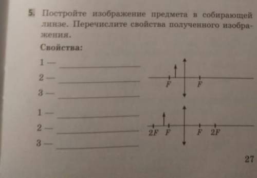  5. Постройте изображение предмета в собира категіїнае. Перечислите свойства полученного изобраСвойс