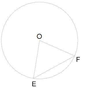  Обчисли площу круга, якщо хорда EF= 7,6 дм, а центральний кут EOF=60°.