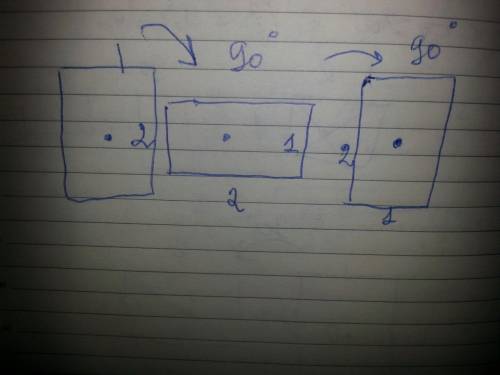 Дан прямоугольник со сторонами 1 и 2. При повороте на какой наименьший ненулевой угол относительно ц