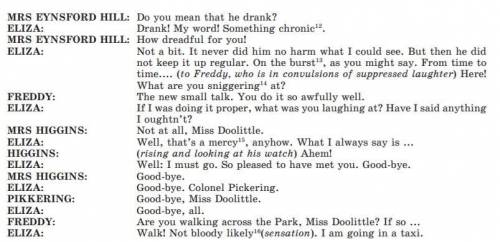  Будь ласка, до ть відповістни на запитання, згідно з діалогом: 1) How does Eliza speak at the 