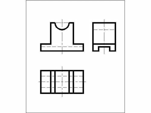 Дополнить чертеж недостающими линиями (сплошные основные, осевые, линии невидимого контура). Размеры