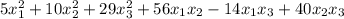 5x_{1} ^{2} + 10x_{2} ^{2} + 29x_{3} ^{2} + 56x_{1}x_{2} - 14x_{1}x_{3} + 40x_{2}x_{3}