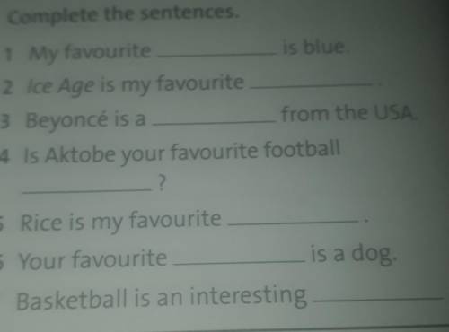 VOCABULARY AND LISTENING Nouns: favourite things4 Complete the sentences1 My favouriteis blue.2 Ice 