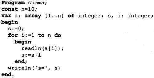 Программист написал программу суммирования элементов массива, но допустил в ней ошибку. 1) Что получ