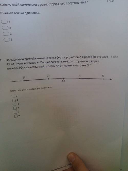 очень надо. На числовой прямой отмечена точка О с координатной 2. Проведённой отрезок АК и от числа 