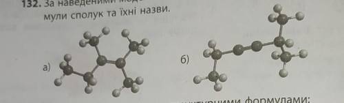 За наведеними моделями молекул складіть скорочені структури формули сполук та їхні назви​