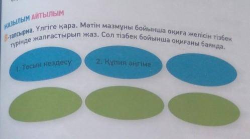 үлгіге қара мәтін мазмұны бойынша оқиға желсін тізбек түрінде жалғастырып жаз. сол тізбек бойынша оқ