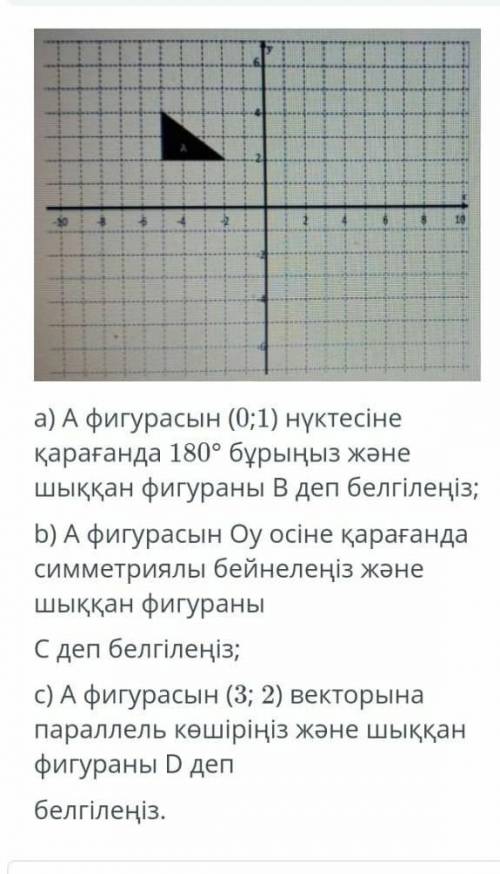 а) Поверните фигуру A на 180 ° из точки (0; 1) и отметьте получившуюся фигуру как B; б) Нарисуйте фи