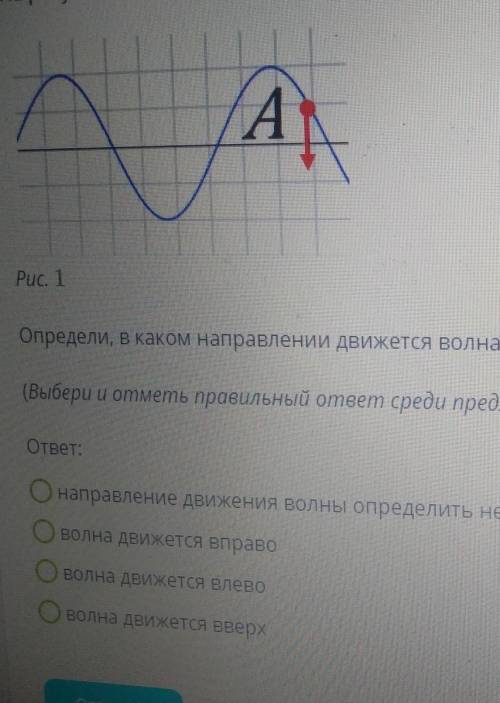 на рисунке один стрелкой указано направление скорости частицы А в бегущей поперечной волне.​