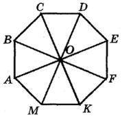 Точка О — центр правильного восьмиугольника АВСDЕFКМ. Укажите образ стороны EF при повороте вокруг т