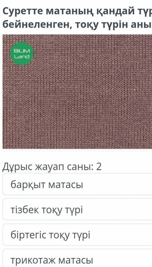 Суретте матаның қаңдай түрі бейнеленген тоқу түрін анықта8дм-2 1​