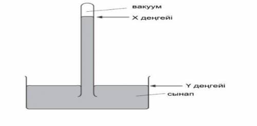 Суретте сынапты барометрдің қарапайым түрі көрсетілген.         Атмосфералық қысым артқан кезде Х жә