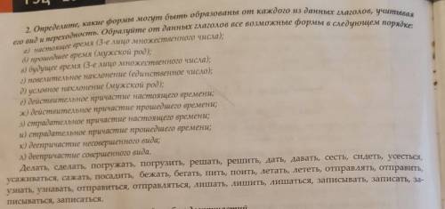 2. Определите, какие формы могут быть образованы от каждого из данных глаголов, учитывая его вид и п