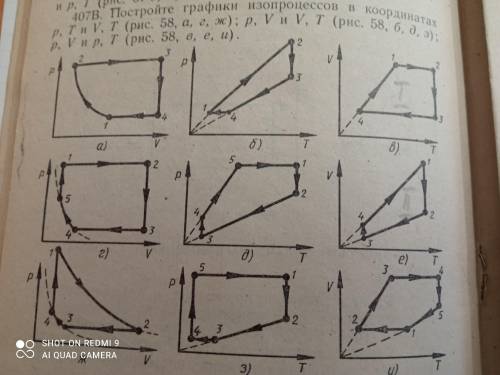 В г) нужно построить графики изопроцессов и описать их